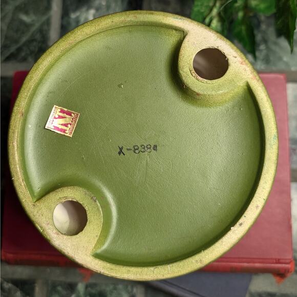 Ceramic Green Vintage Candleholder with Fruit Garland Enesco Inarco Napco X-8384 - Picture 9 of 10